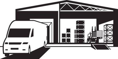 Depodan mal yükleme - vektör illüstrasyonu