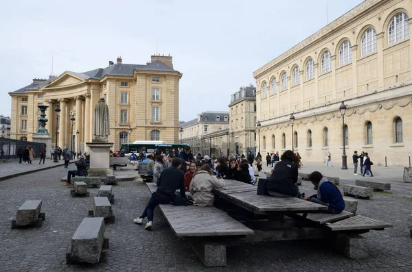 Paris França Março 2023 Pessoas Praça Panteão Localizada Quartier Latin — Fotografia de Stock