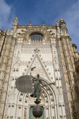 Seville, İspanya - 11 Kasım 2023: Bronz kopya 