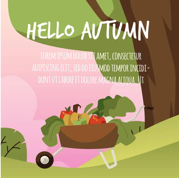 Адская Осень Приветственный Плакат Плоская Векторная Иллюстрация Концепции Урожая Сельского — стоковый вектор