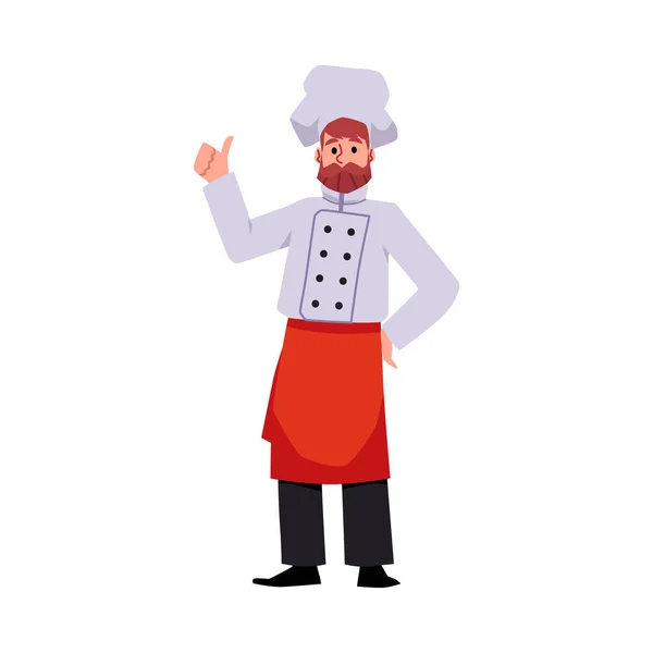 Cozinheiro Chef Uniforme Cozinha Restaurante Mostrando Polegar Para Cima Kitchener —  Vetores de Stock
