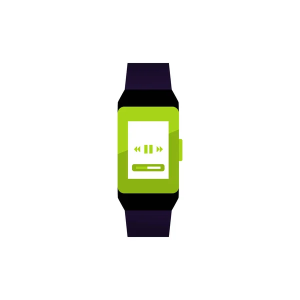 Digitale Smart Watch Met Muziekspeler Display Platte Vectorillustratie Geïsoleerd Witte — Stockvector