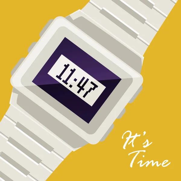 Digitale Zeigeruhr Zeitkonzept Plakatvorlage Flache Vektorillustration Armbanduhr Zeigt Die Zeit — Stockvektor