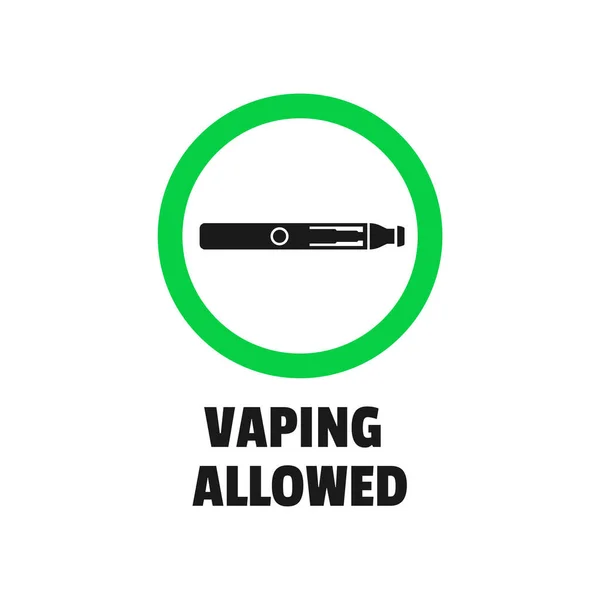 Dampfen Erlaubt Schild Mit Grünem Kreis Und Zigarette Inneren Flache — Stockvektor