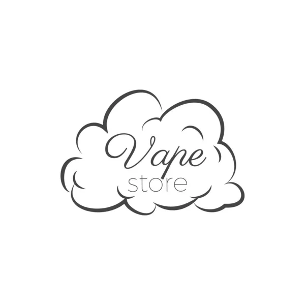 Vape Loja Mão Emblema Desenhado Com Nuvens Fumaça Texto Escrito — Vetor de Stock