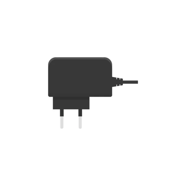 具有两根插头和金属丝的电源插头 平面矢量插座在白色背景上隔离 充电器适配器或连接器 — 图库矢量图片