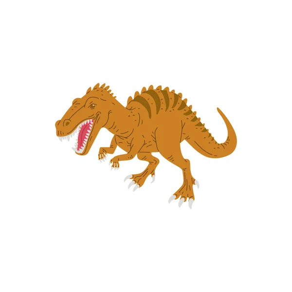 Tyrannosaurus Dinosaurie Platt Vektor Illustration Isolerad Vit Bakgrund Teropod Dinosaurie — Stock vektor