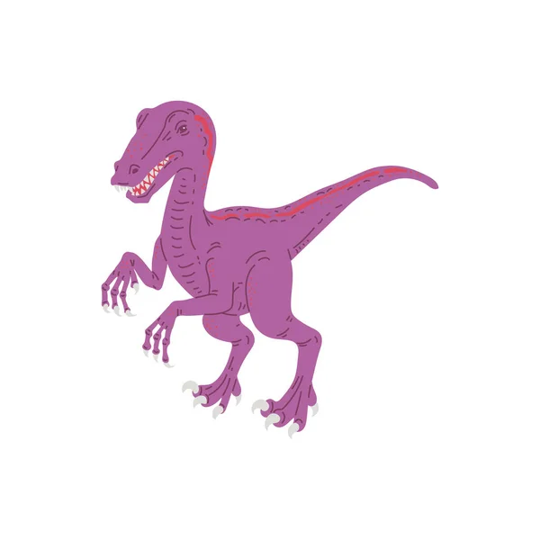 Dinosaure Vélociraptor Illustration Vectorielle Plate Isolée Sur Fond Blanc Temps — Image vectorielle