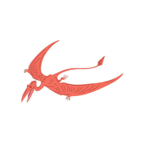 色彩斑斓的翼形扁平风格 矢量图形孤立在白色背景 飞行的食肉恐龙 侏罗纪掠食者 古代造物 — 图库矢量图片