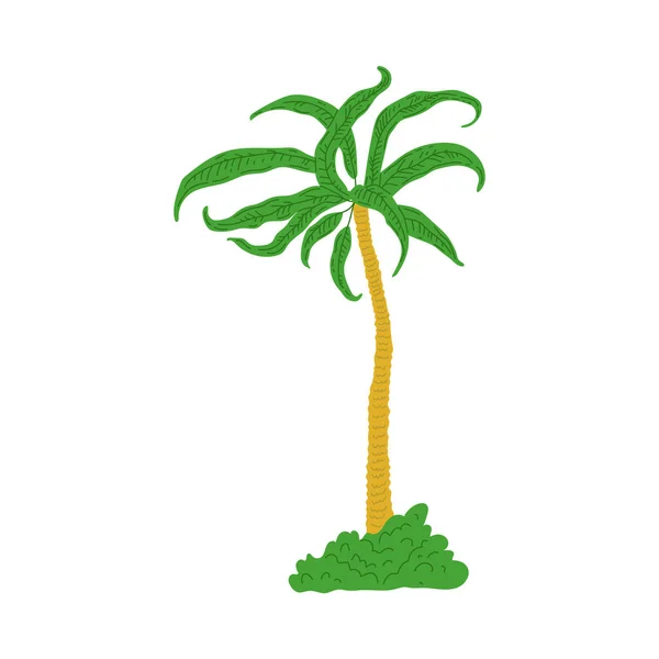 Prehistorische Hoge Palmboom Struiken Platte Stijl Vector Illustratie Geïsoleerd Witte — Stockvector