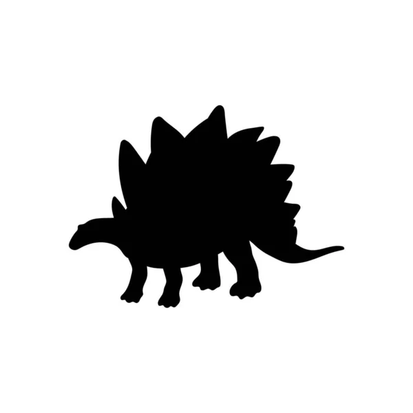 Svart Siluett Stegosaurus Platt Stil Vektor Illustration Isolerad Vit Bakgrund — Stock vektor