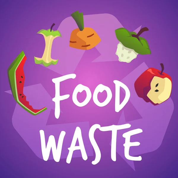 Banner Cuadrado Sobre Desperdicio Alimentos Estilo Plano Ilustración Vectorial Aislada — Archivo Imágenes Vectoriales