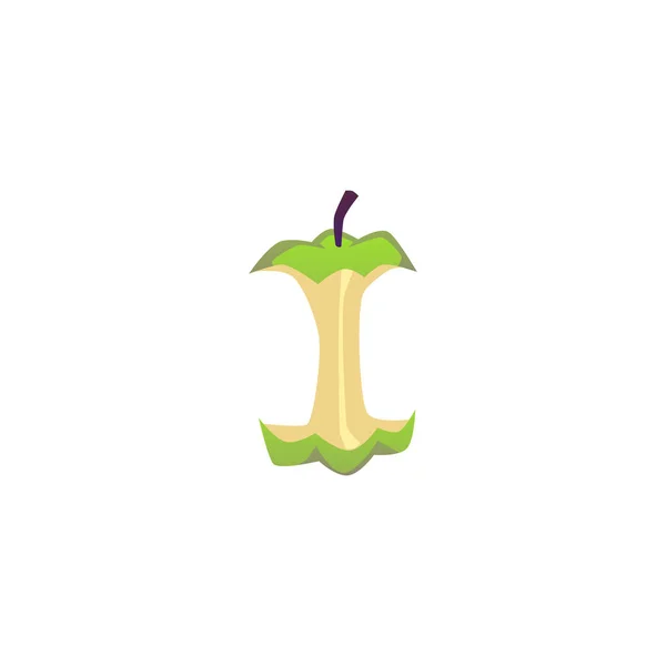 Noyau Mince Pomme Verte Gaspillage Alimentaire Style Plat Illustration Vectorielle — Image vectorielle