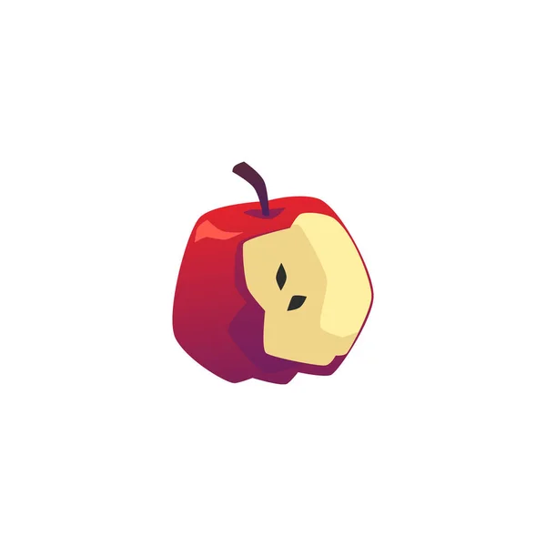 Bitten Äpple Tecknad Ikon Eller Symbol För Begreppet Organiskt Avfall — Stock vektor