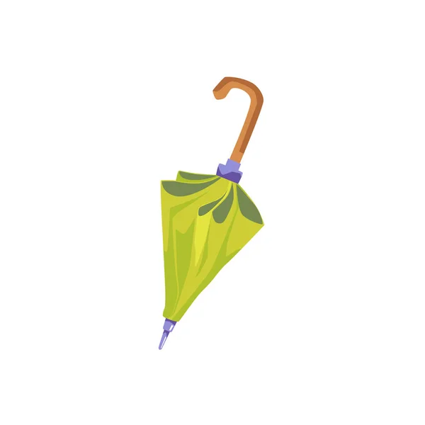 Grün Geschlossen Wasserdichten Regenschirm Cartoon Symbol Oder Symbol Flache Vektorillustration — Stockvektor