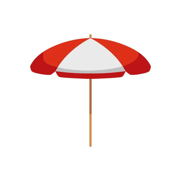 Sun Umbrella Red White Wedges Beach Rest Flat Cartoon Vector — Stock Vector