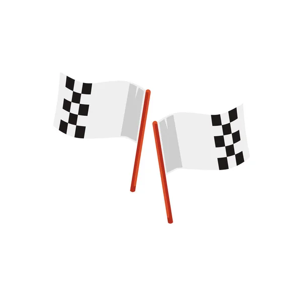 Paar Race Vlaggen Met Geruit Patroon Aan Kondigen Het Begin — Stockvector