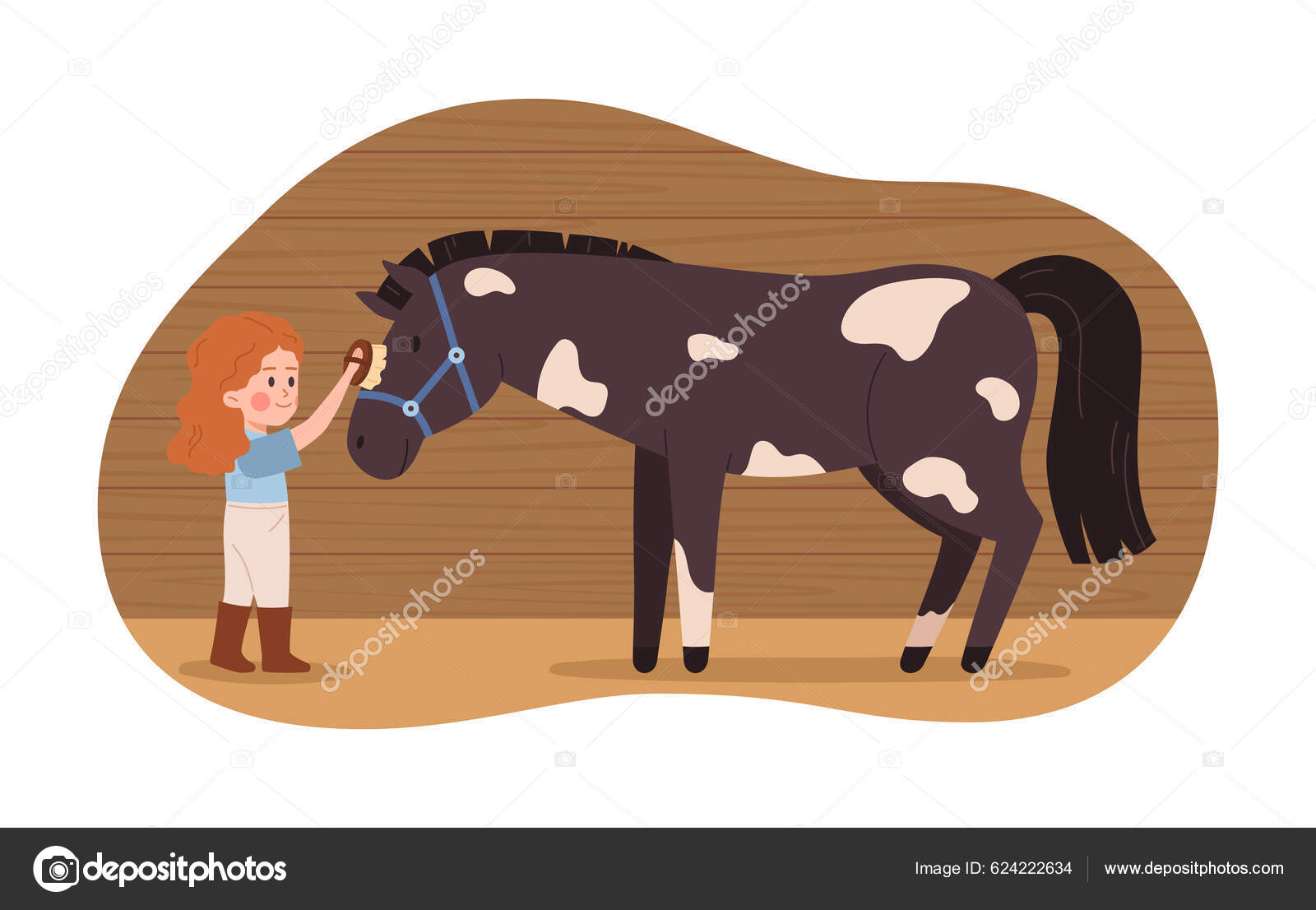 Cavalo bonito andando dos desenhos animados ilustração vetorial de