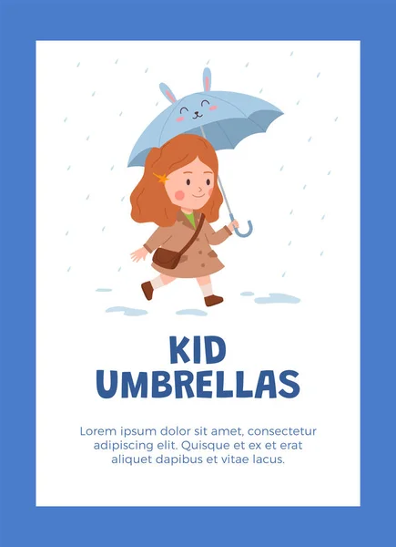 Vertikální Banner Nebo Plakát Dětské Deštníky Plochý Styl Vektorové Ilustrace — Stockový vektor