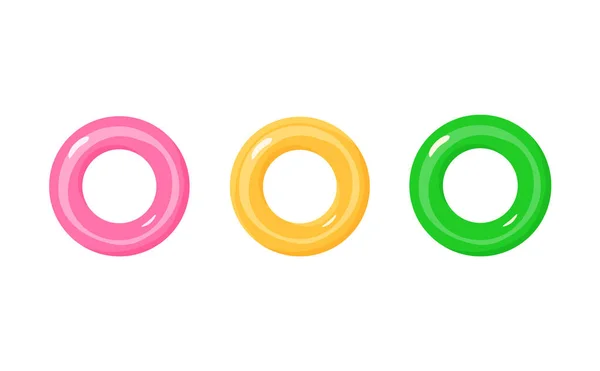 Conjunto Anéis Infláveis Três Cores Diferentes Anéis Borracha Natação Rodas —  Vetores de Stock