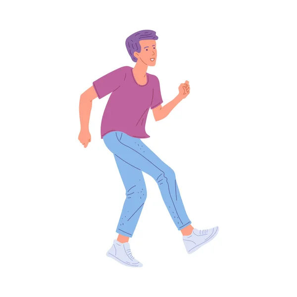 Homme Heureux Dansant Illustration Vectorielle Plate Isolée Sur Fond Blanc — Image vectorielle
