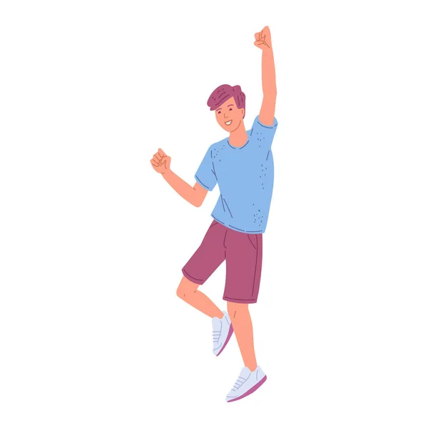 Hombre Sonriente Bailando Fiesta Ilustración Vectorial Plana Aislada Sobre Fondo — Vector de stock