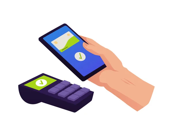 Bezdotykowe Płatności Bezgotówkowe Przy Użyciu Aplikacji Telefonów Komórkowych Technologii Nfc — Wektor stockowy