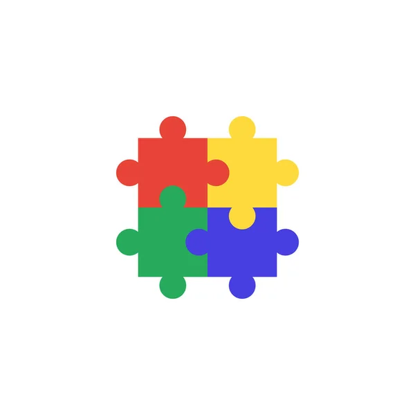 Pièces Puzzle Connectées Colorées Style Plat Illustration Vectorielle Isolée Sur — Image vectorielle