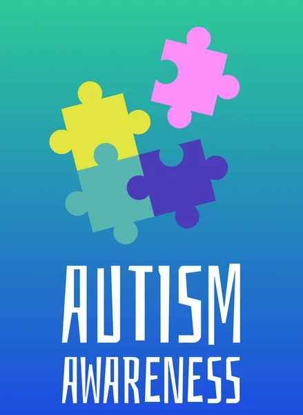 Autismus Povědomí Informační Den Banner Kousky Puzzle Ploché Vektorové Ilustrace — Stockový vektor