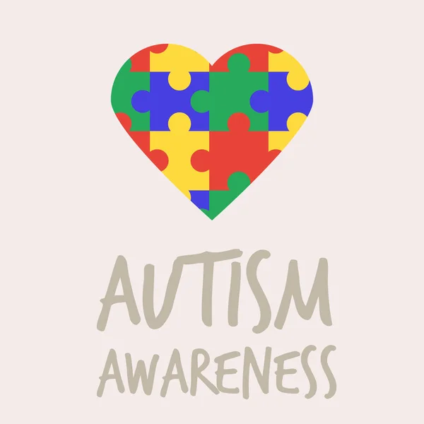 Autismus Povědomí Den Karty Nebo Plakát Design Šablony Puzzle Symboly — Stockový vektor