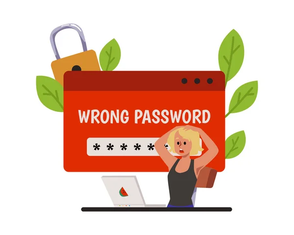 Forkert Password Advarsel Banner Design Forkert Adgangskode Nægtet Adgang Ukorrekte – Stock-vektor
