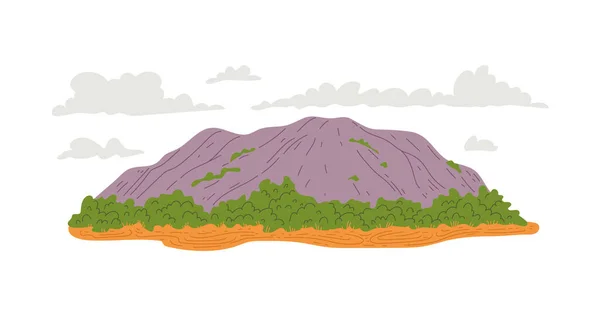Afrikaanse Heuvel Met Struiken Platte Stijl Vector Illustratie Geïsoleerd Witte — Stockvector