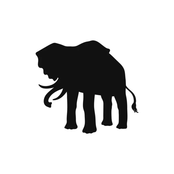 Silhouette Elefante Bianco Nero Illustrazione Vettoriale Piatta Isolata Sfondo Bianco — Vettoriale Stock