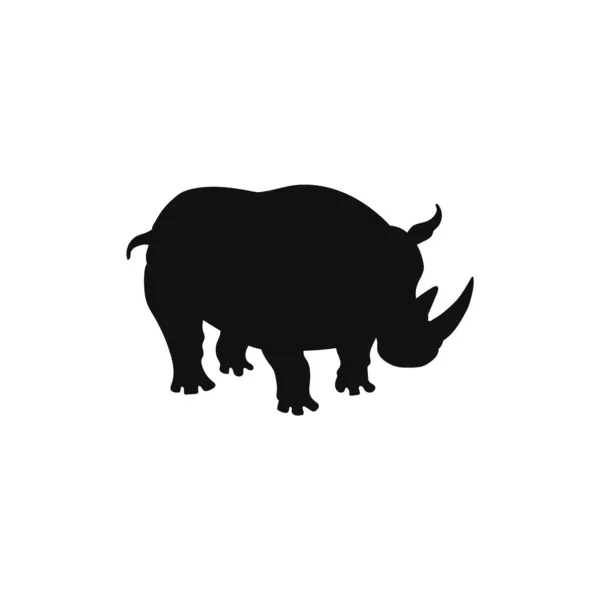 Afrikanisches Nashorn Schwarze Form Silhouette Vektor Illustration Isoliert Auf Weißem — Stockvektor