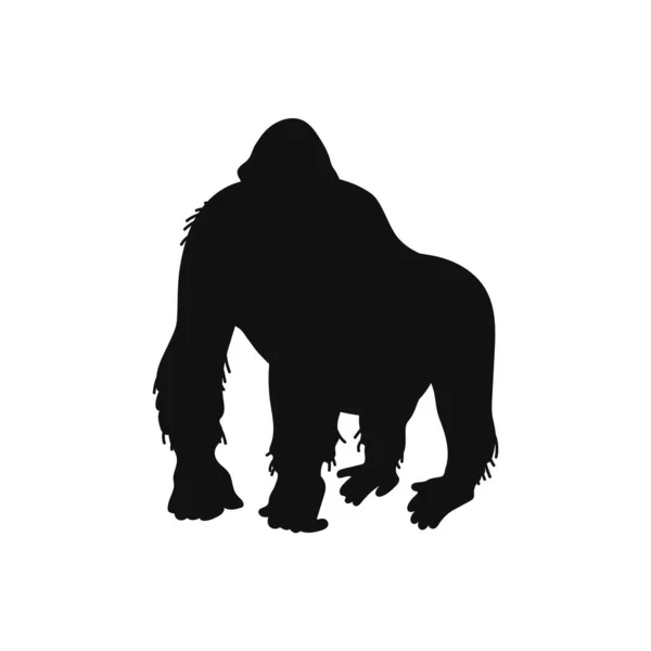 Gorilla Silhouette Flache Vektordarstellung Isoliert Auf Weißem Hintergrund Schwarz Weiße — Stockvektor