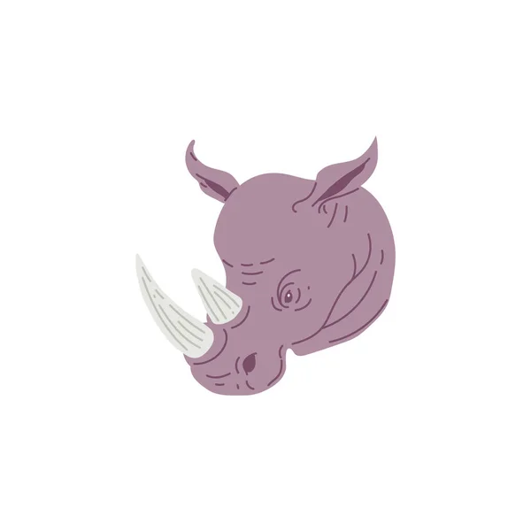 Icono Cabeza Animal Rinoceronte Ilustración Vectorial Plana Aislada Sobre Fondo — Archivo Imágenes Vectoriales