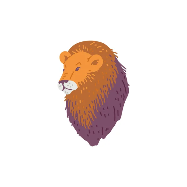 Κεφαλή Λιονταριού Χαίτη Επίπεδη Στυλ Διανυσματική Απεικόνιση Απομονωμένη Λευκό Φόντο — Διανυσματικό Αρχείο