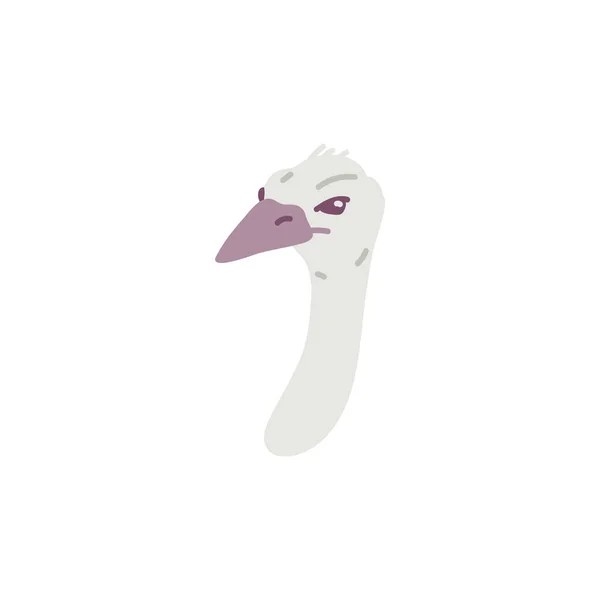 Szef Afrykański Struś Ptak Płaski Styl Wektor Ilustracja Izolowana Białym — Wektor stockowy