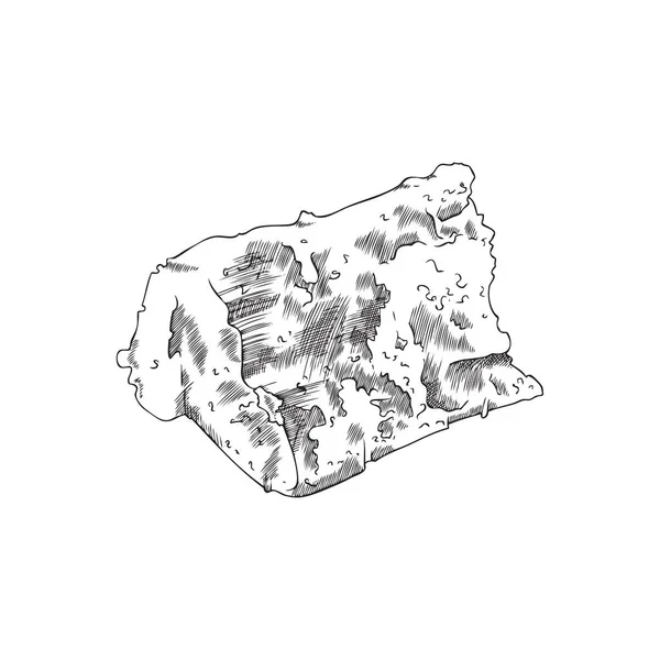 Pezzo Parmigiano Italiano Disegnato Mano Stile Inciso Vettoriale Illustrazione Isolata — Vettoriale Stock