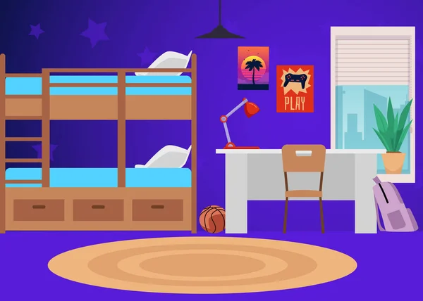 Clean Childrens Room Flat Style Vector Illustration Cleanliness Tidiness Kids — Stockvector