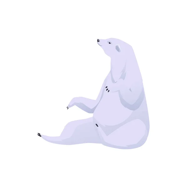 Polar White Bear Sitting Funny Pose Flat Vector Illustration Isolated — Stockový vektor