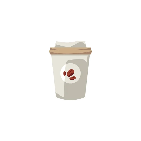 Paper Mug Coffee Drink Flat Vector Illustration Isolated White Background — Vetor de Stock