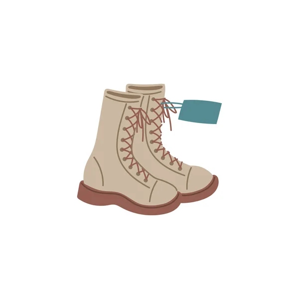 Fashion Brand New Boots Price Tag Label Flat Vector Illustration — Archivo Imágenes Vectoriales