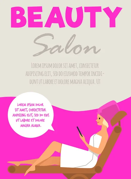 Vertical Banner Poster Beauty Salon Flat Style Vector Illustration Woman — ストックベクタ