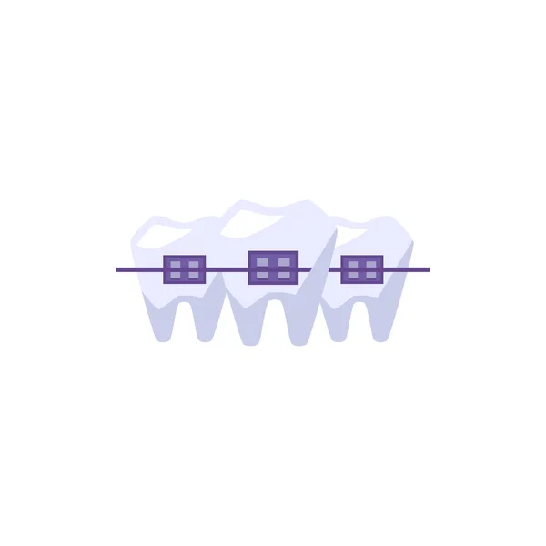 Correção Mordida Estética Dos Dentes Com Aparelho Ortodôntico Emblema Terapia — Vetor de Stock