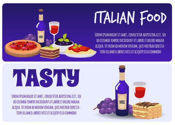 Набір Веб Знаків Шаблонів Про Смачний Італійський Стиль Їжі Векторна — стоковий вектор