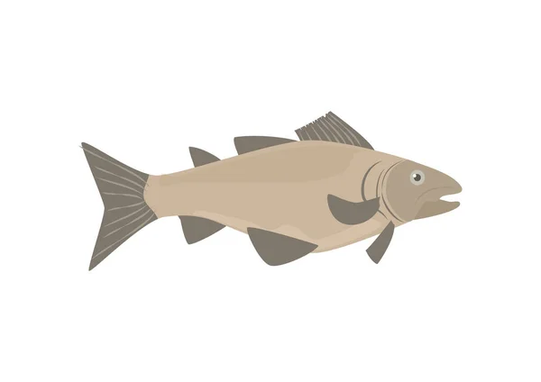 Dorsz Lub Codfish Kreskówki Symbol Płaski Wektor Ilustracji Izolowane Białym — Wektor stockowy