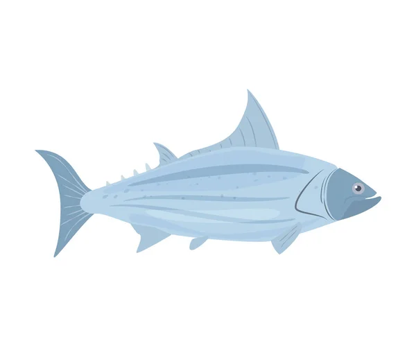 Tuna Büyük Balık Karikatürü Simgesi Işareti Beyaz Arkaplanda Izole Edilmiş — Stok Vektör