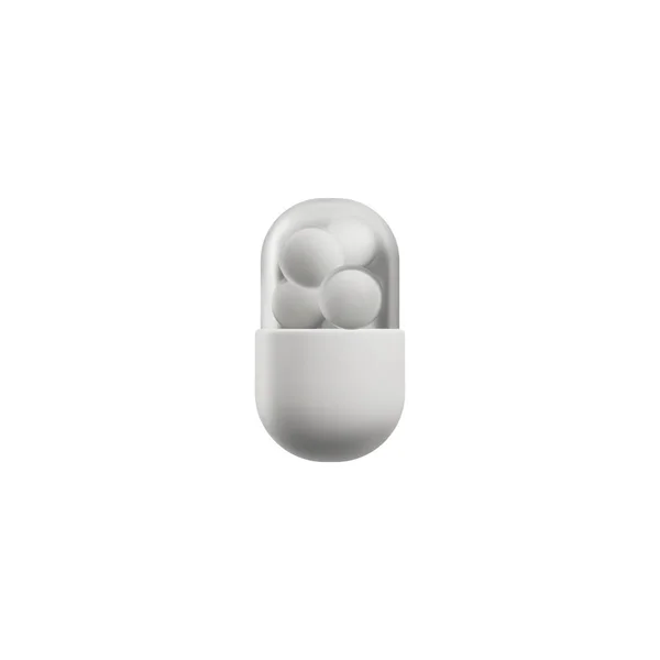 半透明软胶胶囊与止痛药或抗生素药物 现实的单色载体说明分离的白色背景 胶囊中的药物 — 图库矢量图片