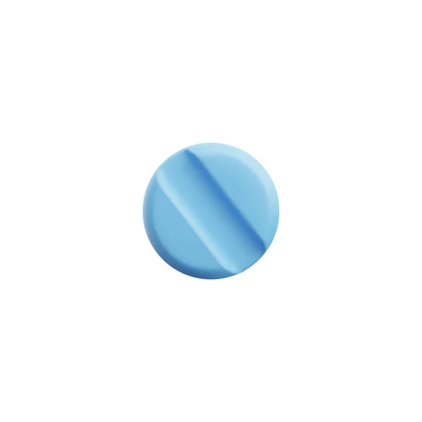 圆形蓝色药丸或药丸模拟现实的病媒说明孤立在白色背景 医用止痛药或抗生素制剂 维生素片 — 图库矢量图片